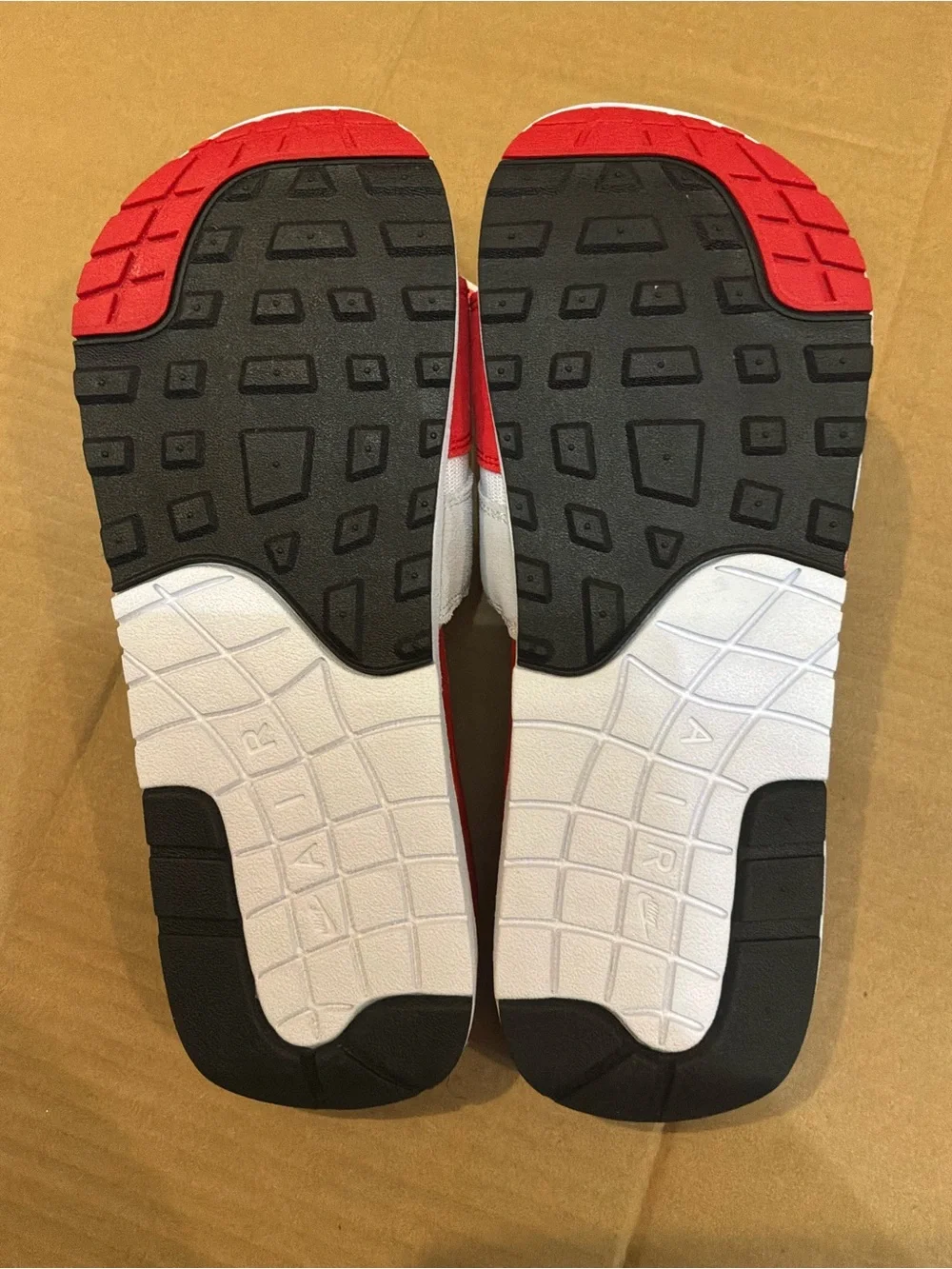 New Nike Air Max 1 Slide White University Red Black DH0295-103 Size 9